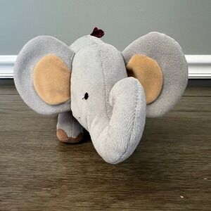 Lambs & Ivy Papagayo Gray Elephant Plush Red Embroidered Sun Flower Jungle Toy